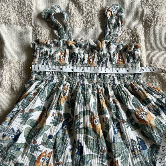 Toddler Bluey and Bingo Tropical Leaf Print Smocked Spring Summer Sundress 3T - Picture 6 of 6